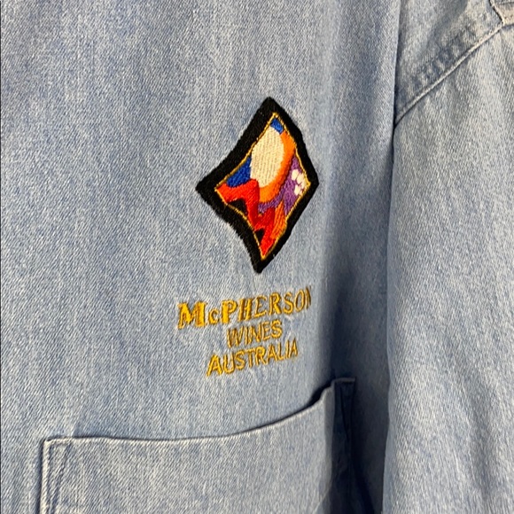 XXL Wine Embroidered Denim Shirt 2X - Picture 2 of 4